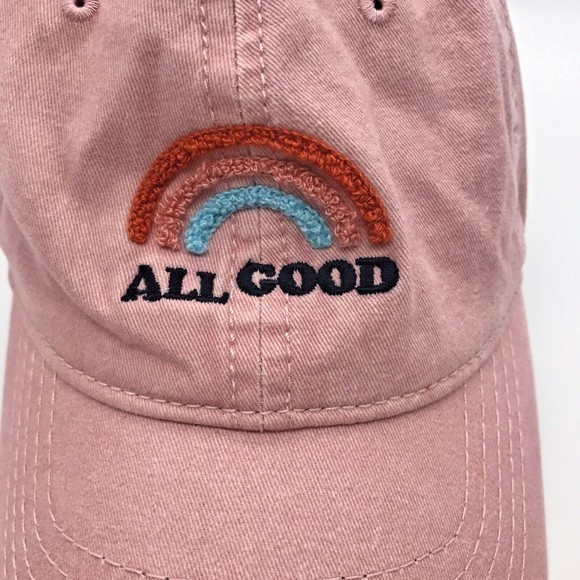 All Good Song Unisex Pink Rainbow Embroidered Ball Cap Dad Mom Trucker Hat - Picture 3 of 7